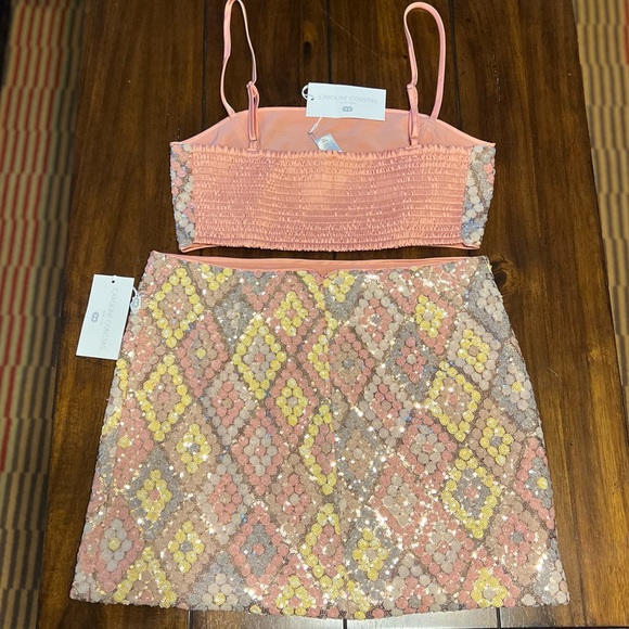 NEW🌸Caroline Constas 2 piece Sequin Mini Skirt & Crop Top Set - Picture 2 of 11